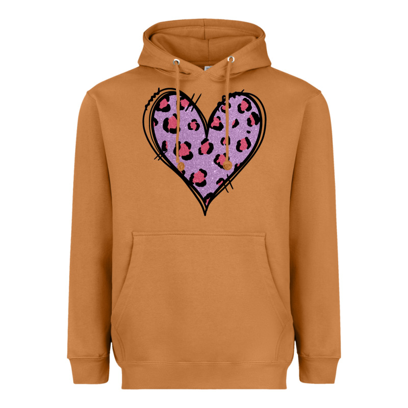 Glitter Purple Leopard Heart Heavyweight Hoodie by Jasminsmagicworld | Teevron