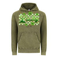 Vintage Olive checkered lucky Vintage Hoodie - Artiststas