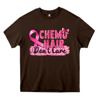 Chocolate Brown Breast Cancer Chemo hair don't care Heavy Core Tee - FaDigitalArtStudio