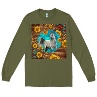 Army Green arabian horse Long Sleeve Tee - LillyAllenDesigns