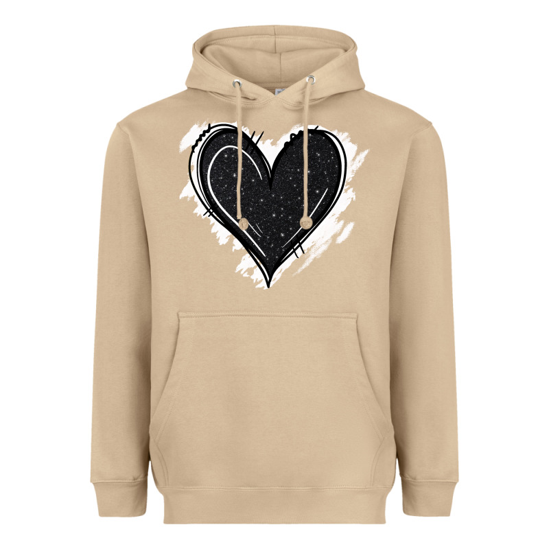 Black Glitter Heart Heavyweight Hoodie by Jasminsmagicworld | Teevron