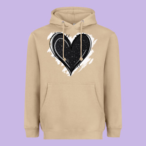 Black Glitter Heart Heavyweight Hoodie Designed By Jasminsmagicworld