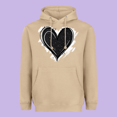 Black Glitter Heart Heavyweight Hoodie Designed By Jasminsmagicworld