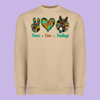 Peace Love Donkeys Heavyweight Sweatshirt Designed By Jasminsmagicworld