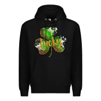Black st. patricks day lucky shamrock Premium Hoodie - BarkalooDesign