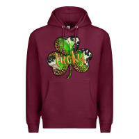 Burgundy st. patricks day lucky shamrock Premium Hoodie - BarkalooDesign