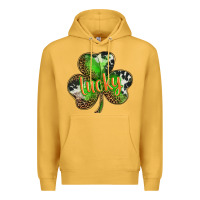 Mustard st. patricks day lucky shamrock Premium Hoodie - BarkalooDesign