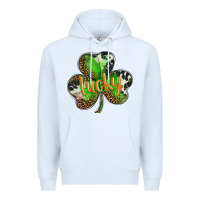 White st. patricks day lucky shamrock Premium Hoodie - BarkalooDesign