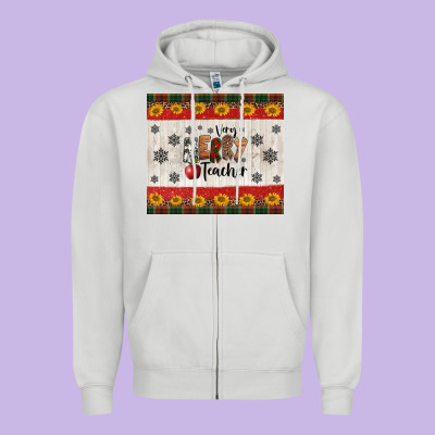 Very Merry Teacher Zipper Hoodie Designed By Jasminsmagicworld