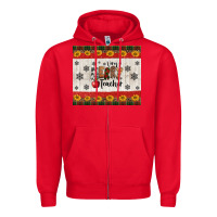 Red very merry teacher Zipper Hoodie - Jasminsmagicworld