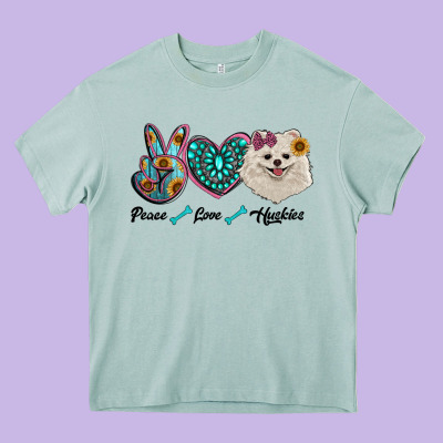 Peace Love Pomeranian Heavy Core Tee Designed By Ranaportraitstore