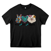 Black peace love pomeranian Heavy Core Tee - RanaPortraitStore