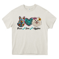Cream peace love pomeranian Heavy Core Tee - RanaPortraitStore