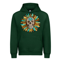 Forest Green sunflower with skull Urban Hoodie - RanaPortraitStore