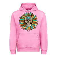 Fuchsia Pink sunflower with skull Urban Hoodie - RanaPortraitStore
