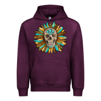 Mauve Wine sunflower with skull Urban Hoodie - RanaPortraitStore