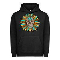 Pigment Black sunflower with skull Urban Hoodie - RanaPortraitStore