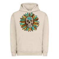 Pigment French Oak sunflower with skull Urban Hoodie - RanaPortraitStore