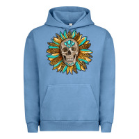 Pigment Pebble Blue sunflower with skull Urban Hoodie - RanaPortraitStore