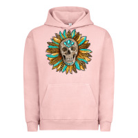 Pigment Salmon sunflower with skull Urban Hoodie - RanaPortraitStore