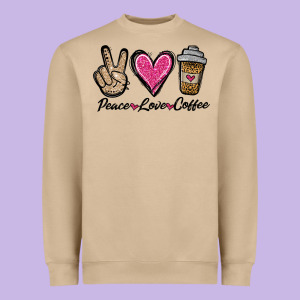 Peace Love Coffee Heavyweight Sweatshirt Designed By Jasminsmagicworld