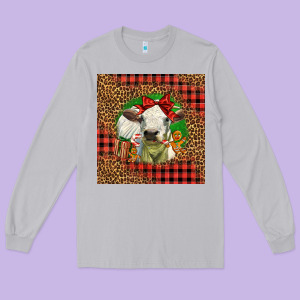Cute Baby Calf Christmas Long Sleeve Tee Designed By Lillyallendesigns