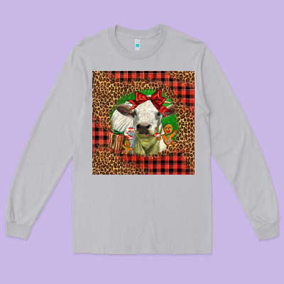 Cute Baby Calf Christmas Long Sleeve Tee Designed By Lillyallendesigns