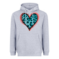 Heather Grey Blue Leopard Heart Heavyweight Hoodie - Jasminsmagicworld