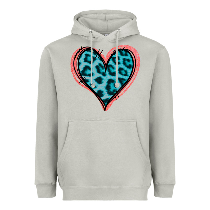 Blue Leopard Heart Heavyweight Hoodie by Jasminsmagicworld | Teevron