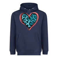 Navy Blue Leopard Heart Heavyweight Hoodie - Jasminsmagicworld