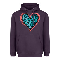 Plum Blue Leopard Heart Heavyweight Hoodie - Jasminsmagicworld