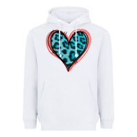 White Blue Leopard Heart Heavyweight Hoodie - Jasminsmagicworld