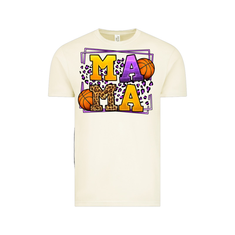 Purple And Gold Basketball Leopard Frame Mama Vintage Tee by LillyAllenDesigns | Teevron