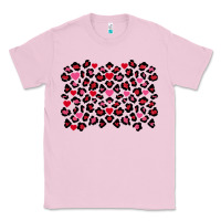 Bubblegum Pink Valentine's Day leopard and heart background Classic Tee - FaDigitalArtStudio