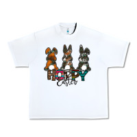 White Hoppy Easter Urban Heavy Tee - CowhideDigitalArt