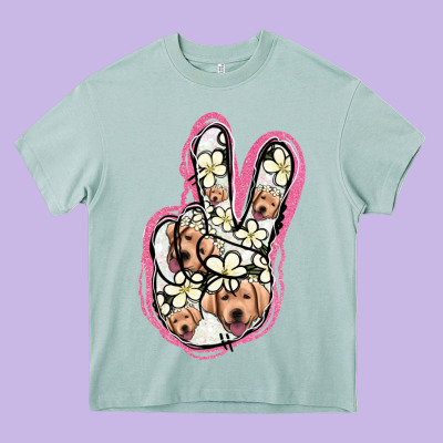 Jack Russel Peace Sign Heavy Core Tee Designed By Jasminsmagicworld