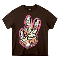 Chocolate Brown Jack Russel Peace Sign Heavy Core Tee - Jasminsmagicworld
