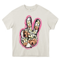 Cream Jack Russel Peace Sign Heavy Core Tee - Jasminsmagicworld