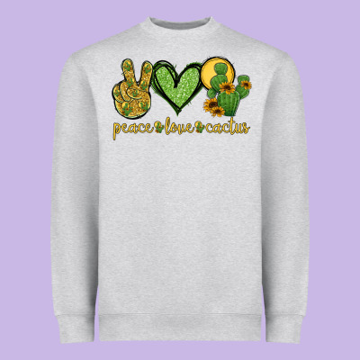 Peace Love Cactus Heavyweight Sweatshirt Designed By Jasminsmagicworld