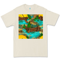 Bone Lake Boat Rudder And Sunflowers Seamless Pattern Premium Tee - BundleAndBundleShop