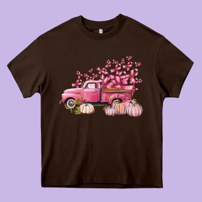 Breast Cancer Truck Heavy Core Tee Designed By Fadigitalartstudio