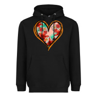 Black floral orange glitter heart Heavyweight Hoodie - Jasminsmagicworld