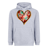 Heather Grey floral orange glitter heart Heavyweight Hoodie - Jasminsmagicworld