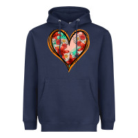Navy floral orange glitter heart Heavyweight Hoodie - Jasminsmagicworld