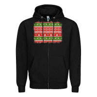 Black knitted christmas reindeer pine tree background Zipper Hoodie - Jasminsmagicworld