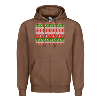 Chestnut knitted christmas reindeer pine tree background Zipper Hoodie - Jasminsmagicworld
