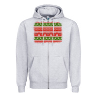 Heather Grey knitted christmas reindeer pine tree background Zipper Hoodie - Jasminsmagicworld