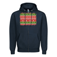 Navy knitted christmas reindeer pine tree background Zipper Hoodie - Jasminsmagicworld