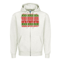 Oatmeal Heather knitted christmas reindeer pine tree background Zipper Hoodie - Jasminsmagicworld