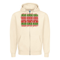 Sandshell knitted christmas reindeer pine tree background Zipper Hoodie - Jasminsmagicworld